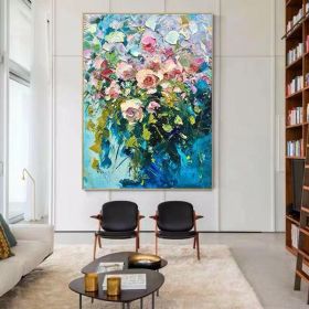 Modern Oil Painting Flowers Hand Painted Drawing Wall Art Canvas Pictures  Home Decoration Gift For Living Room Bedroom No Frame (size: 50x70cm)