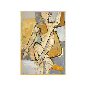 100% Hand Painted Abstract Gold And Silver People Man Oil Paintings Home Decor Wall Art Pictures Handmade Painting Large Oils No Frame (size: 50x70cm)