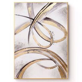 100% Hand Painted Abstract Oil Painting Wall Art Modern Gold Foil Abstract Picture On Canvas Home Decoration For Living Room No Frame (size: 50x70cm)