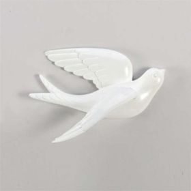 Resin Birds Creative For Wall 3d Sticker Living Room Animal Figurine (Color: light grey)