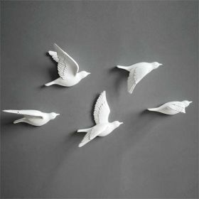 Resin Birds Creative For Wall 3d Sticker Living Room Animal Figurine (Color: dark grey)