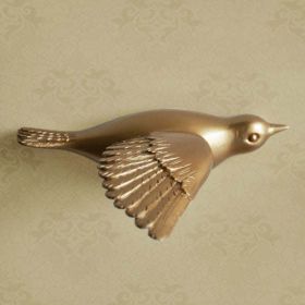 Resin Birds Creative For Wall 3d Sticker Living Room Animal Figurine (Color: Silver)