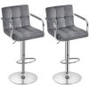 2PCS Adjustable Velvet Bar Stool for Living Room/ Dining Room/ Bar Counter