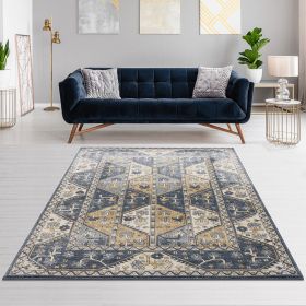 Tiled Border Area Rug (Color: as Pic)