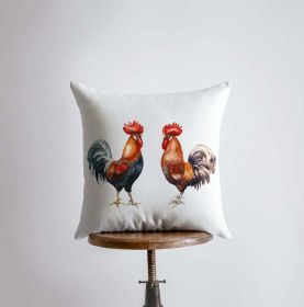 Watercolor Roosters | Gifts | Brid Prints | Bird Decor |Accent Pillow Covers | Throw Pillow Covers | Pillow | Room Decor | Bedroom Decor (Cover & Insert: Cover only, Dimensions: 12x12)