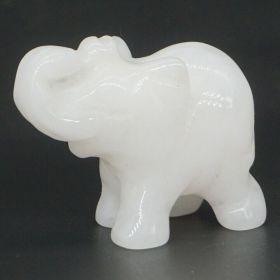 Elephant Statue Natural Gemstone Carved Healing Crystal Amethyst Quartz Animals Figurine Reiki Stones Lucky Decoration Wholesale (Color: White Jade, size: 1.5 IN)