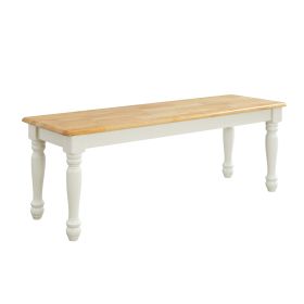 Better Homes & Gardens Autumn Lane Farmhouse Solid Wood Dining Bench, White and Natural Finish (Color: White and Natural Finish)