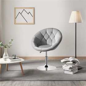 Modern Tufted Barrel Swivel Accent Chair, Gray Velvet (Color: Gray Velvet)