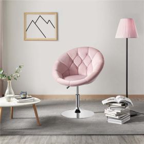 Modern Tufted Barrel Swivel Accent Chair, Gray Velvet (Color: Pink Velvet)