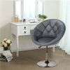 Modern Tufted Barrel Swivel Accent Chair, Gray Velvet