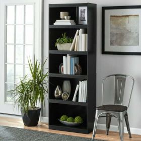 Framed 5-Shelf Bookcase, True Black Oak (Color: True Black Oak)