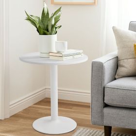 20" Round End Table, Side Table (Color: White)