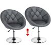 Modern Tufted Barrel Swivel Accent Chair, Gray Velvet