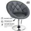 Modern Tufted Barrel Swivel Accent Chair, Gray Velvet