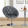 Modern Tufted Barrel Swivel Accent Chair, Gray Velvet