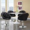 Modern Tufted Barrel Swivel Accent Chair, Gray Velvet