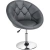 Modern Tufted Barrel Swivel Accent Chair, Gray Velvet