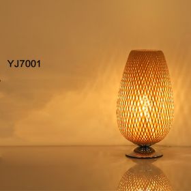 Simple Personality Bamboo Woven Desk Lamp Bedroom Living Room Study Hotel (Option: YJ7001-UK)