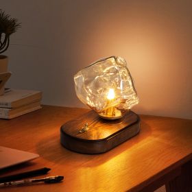 Ice Table Lamp Bedside Decoration Small Night Light (Option: Amber lampshade-Warm light-220V US)